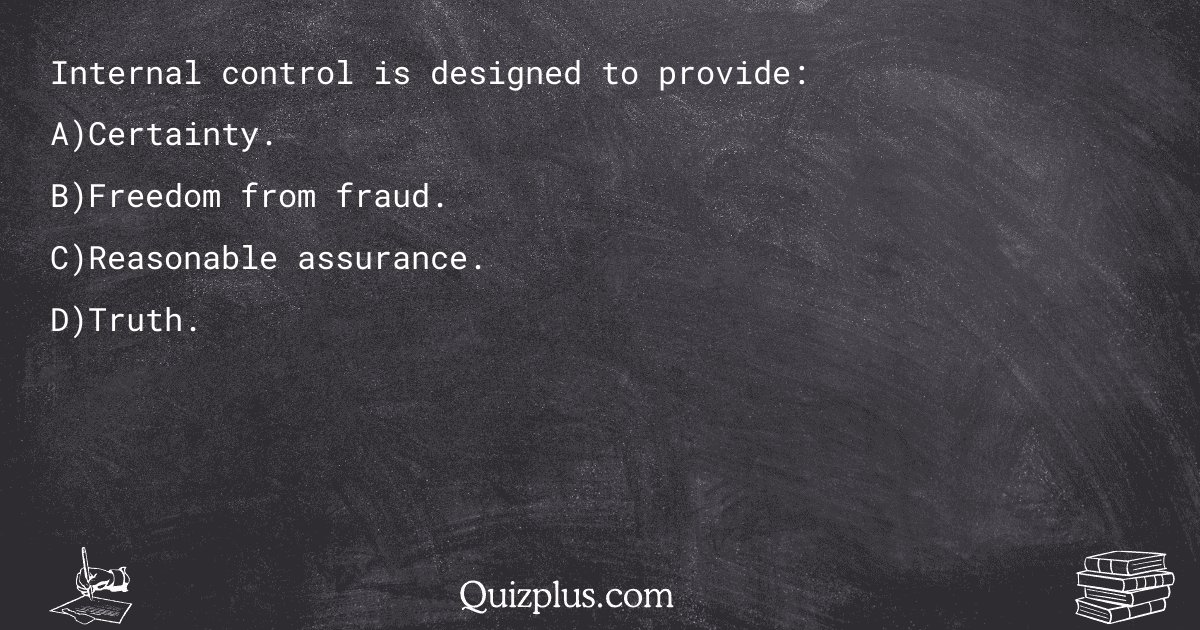 quizplus_exams's tweet image. Internal control is designed to provide:

Get Answer: 👉 quizplus.com/quiz/68262-qui…

#LearnEveryday #UniversityofVermont #exams