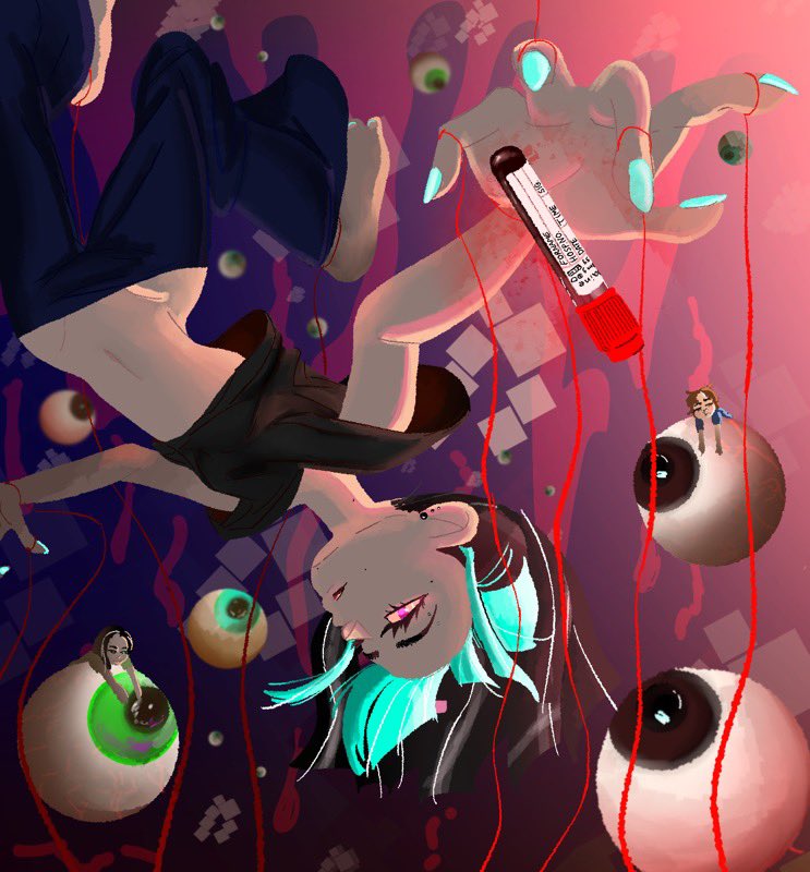 Vamp88889's tweet image. This piece was one of the pieces that got me a 5 on my AP Studio Art portfolio #APscores #APart #Splatoon3