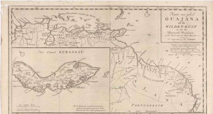 Mapa de toda la Guayana o Costa Salvaje y las Indias Occidentales Españolas en el extremo norte de América del Sur. #13Ago 

Este mapa holandés del siglo XVIII, producido en Ámsterdam por el editor Isaak Tirion (circa 1705--circa 1769), muestra la costa norte de América del Sur y