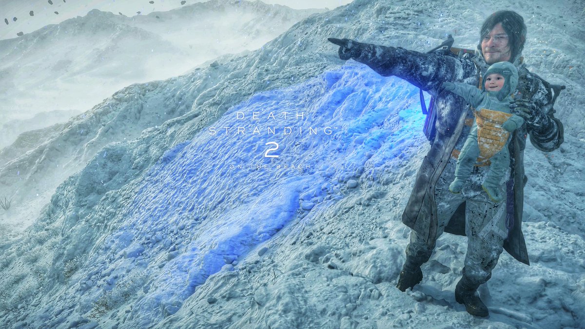 DieHardman's tweet photo. The road ahead’s colder, rougher… but with you in my arms, Lou, there’s nothing we can’t face. Every step… it’s for you. #DeathStranding2 #DeathStranding2OnTheBeach #DeathStranding2PhotoMode #deathstrandingonthebeach #DeathStranding #HideoKojima #DeathStrandingDC https://t.co/uzEcC2sQJc