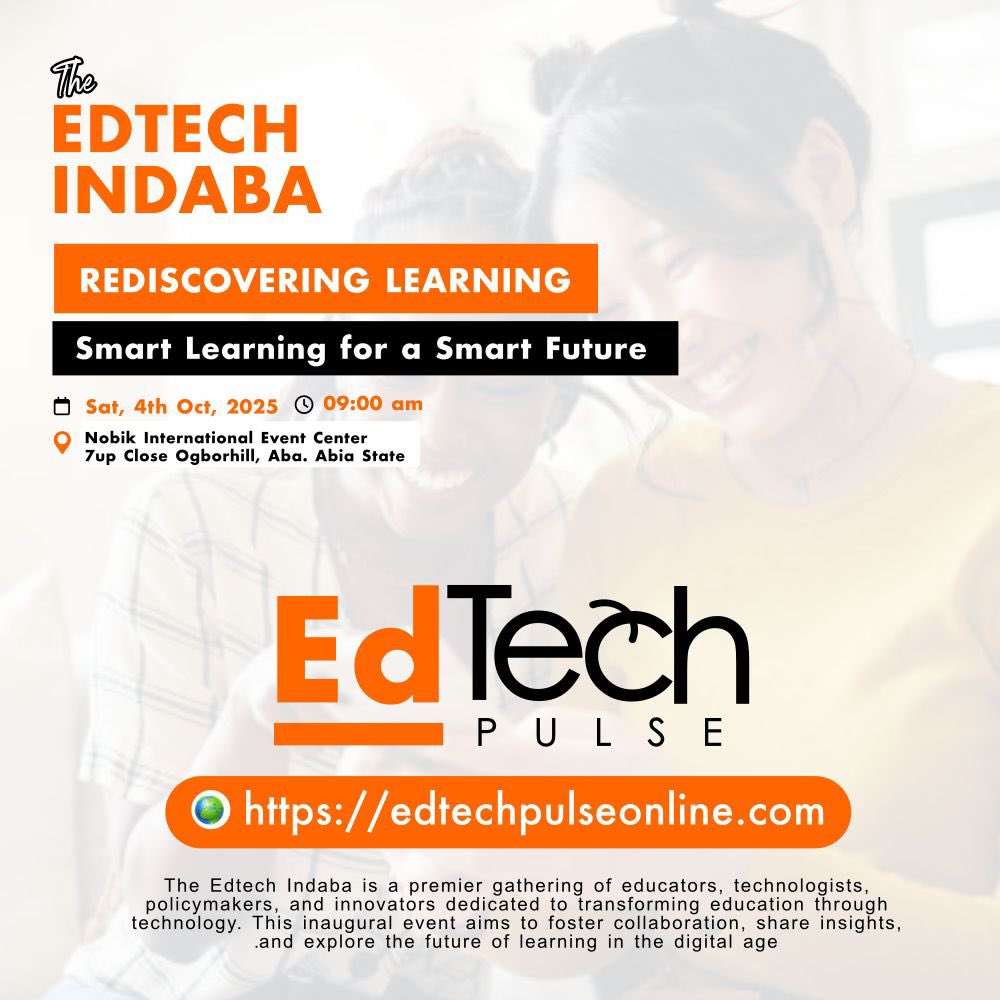ashpotNG's tweet photo. Proudly presented by EdTech Pulse! We're committed to advancing education through technology. Join us at The EdTech Indaba on Oct 4th for an insightful experience. #EdTechPulse #EducationTechnology #Conference https://t.co/kELNQosA1g