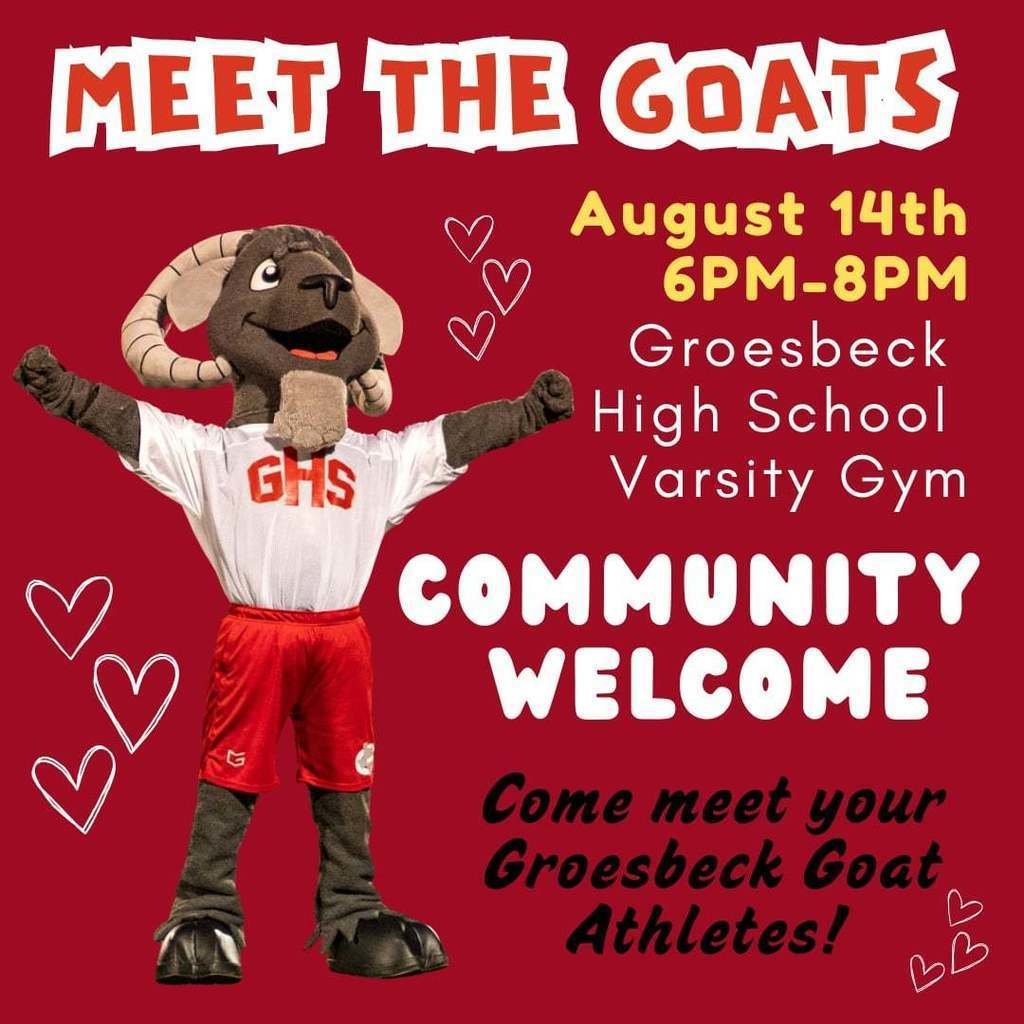 REMINDER!!!!  Come meet the Goats tomorrow from 6 pm to 8 pm in the GHS Varsity Gym!  Go GOATS!!!!