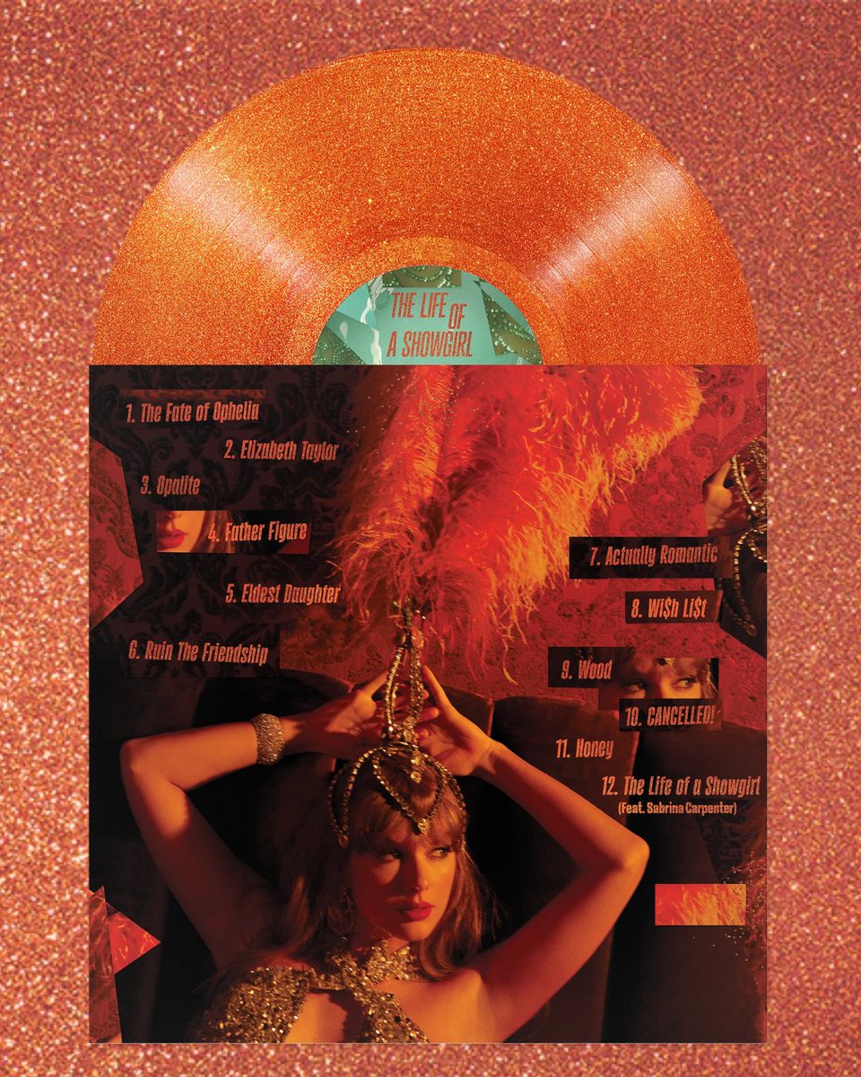 mix1031Alaska's tweet photo. 🧡 IT'S HERE. 😭 The official cover for Taylor Swift's new album, The Life of a Showgirl, is absolutely STUNNING. PLUS four limited RELEASE Deluxe CD's. Out October 3rd https://t.co/fmFHIXzDCT