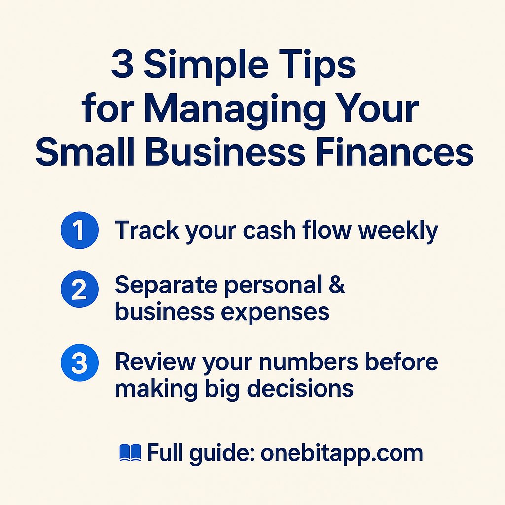 ONEBIT_INC's tweet photo. 💡 Running a small business?
Here are 3 simple tips to keep your finances in check:

1️⃣ Track cash flow weekly
2️⃣ Separate personal &amp; business expenses
3️⃣ Review numbers before big decisions

📖 Full guide: https://t.co/YfsxUb5mb6

#SmallBusiness #FinanceTips #CashFlow https://t.co/p2ql0obcUP