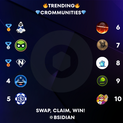 Obsidian Finance (@obsidianswap) on Twitter photo โจToday's Obsidian Top CROmmunitesโจ
๐ฅ $MERY <a href="/Misteryoncro/">MERYCOIN</a>
๐ฅ $ROBIN <a href="/RobinCronos/">Robin on Cronos</a>
๐ฅ $NFX <a href="/NovaLabs_X/">Nova Fox | GameFi & Launchpad</a>
4โฃ $CMT <a href="/cronos_memes/">212 | Cronos Meme Team $CMT</a>
5โฃ $CBET <a href="/CronosBetAI/">Cronos Bet</a>
6โฃ $777 <a href="/CAW777onX/">777๐ค212</a>
7โฃ $DD <a href="/DwellerDollars/">Cellar Dwellers</a>
8โฃ $CROAK <a href="/croakcronos/">$CROAK</a>
9โฃ $PFFT <a href="/FartcoinCRO/">Fartcoin CRO</a>
๐ $WARIO <a href="/RyoshiBaby/">BabyRyoshi</a>
Upward & Onward! โจToday's Obsidian Top CROmmunitesโจ
๐ฅ $MERY <a href="/Misteryoncro/">MERYCOIN</a>
๐ฅ $ROBIN <a href="/RobinCronos/">Robin on Cronos</a>
๐ฅ $NFX <a href="/NovaLabs_X/">Nova Fox | GameFi & Launchpad</a>
4โฃ $CMT <a href="/cronos_memes/">212 | Cronos Meme Team $CMT</a>
5โฃ $CBET <a href="/CronosBetAI/">Cronos Bet</a>
6โฃ $777 <a href="/CAW777onX/">777๐ค212</a>
7โฃ $DD <a href="/DwellerDollars/">Cellar Dwellers</a>
8โฃ $CROAK <a href="/croakcronos/">$CROAK</a>
9โฃ $PFFT <a href="/FartcoinCRO/">Fartcoin CRO</a>
๐ $WARIO <a href="/RyoshiBaby/">BabyRyoshi</a>
Upward & Onward!