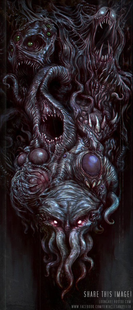 🦑They worshipped the Great Old Ones who came to the young world out of the sky. Those Old Ones were gone now, inside the earth and under the sea; but their dead bodies had told their secrets in dreams to the first men, who formed a cult which had never died🎨"The Great Old Ones"