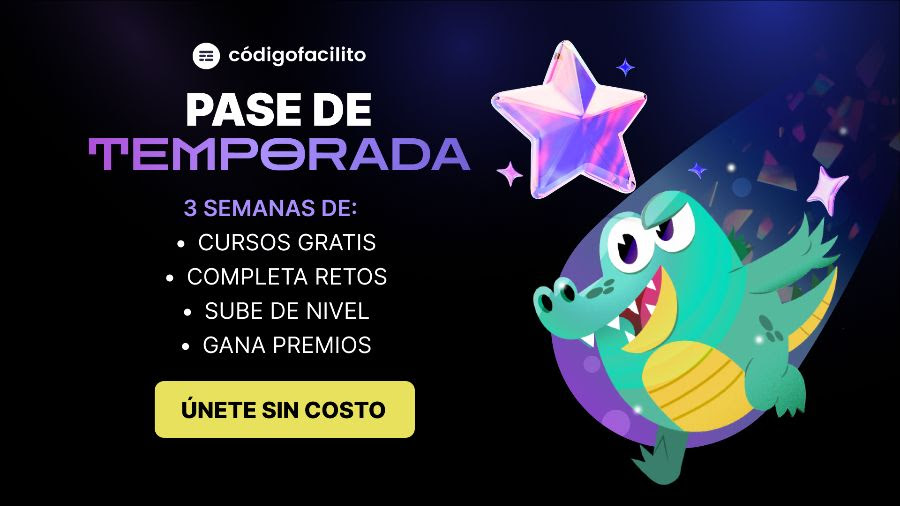 ¡Código Facilito te reta a estudiar y volverte un mejor dev este verano!

• Acceso a cursos y rutas gratis durante 3 semanas.
• Eventos en vivo, talleres y comunidad.
• Completa retos, suma puntos y desbloquea premios.

codigofacilito.com/eventos/season…