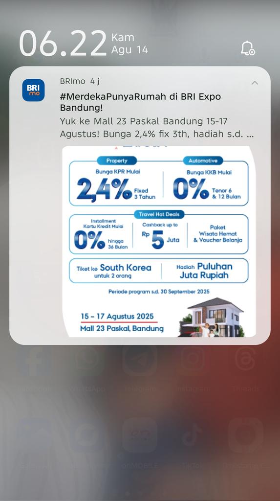 Kepada pihak <a href="/promo_BRI/">BANK BRI</a> 
Coba anda lihat promo dr aplikasi brimo masuk 4 jam yg lewat dr jam yg terpajang di ponsel saya, kenapa harus tengah malam aplikasi anda ngirim promo, sangat mengganggu jika cuma promo, kami hanya butuh notif uang masuk dan keluar saja.. terima kasih .