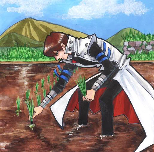 10年くらい前に描いた田植えをする海馬社長 #イラスト #海馬社長