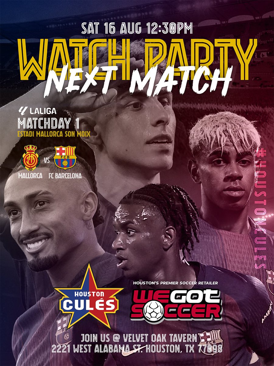 🔥⚽ LA LIGA IS BACK! ⚽🔥
💙❤️ Barça’s first match of the season
Don’t just watch — be part of the action.

#VelvetOakTavern  <a href="/wegotsoccer/">WeGotSoccer.com</a>