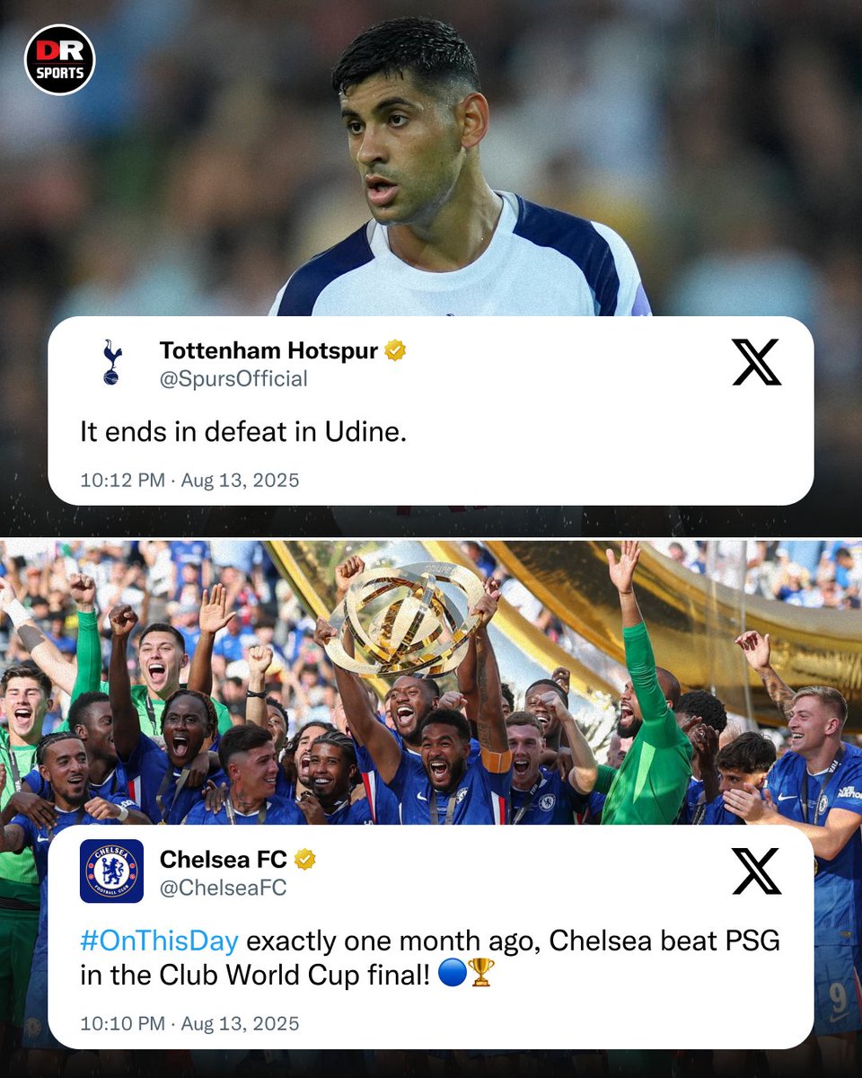 drsportsmedia's tweet image. Chelsea decided to flex their Club World Cup trophy as soon as Tottenham lost the Super Cup Final! 😅

#Chelsea #Spurs #UEFASuperCup