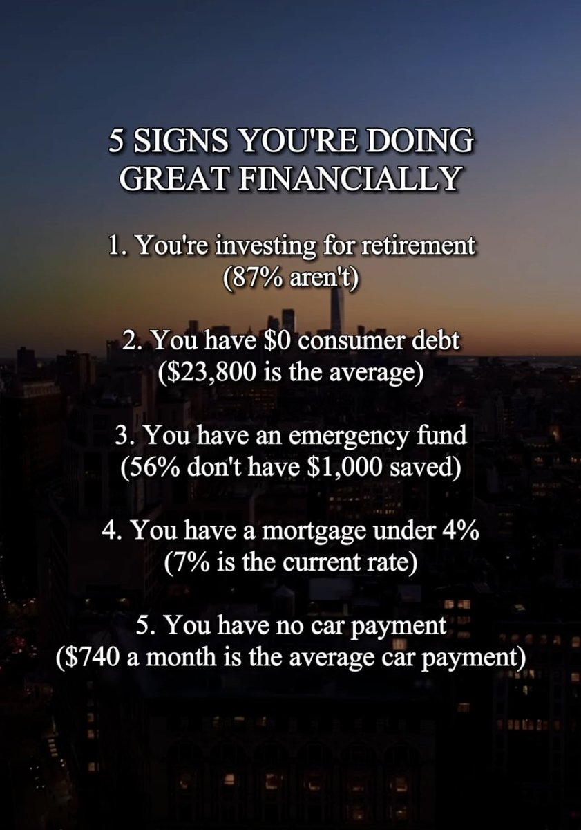 alphafox's tweet photo. Signs you are doing well with your finances: https://t.co/c7MS38oYyP