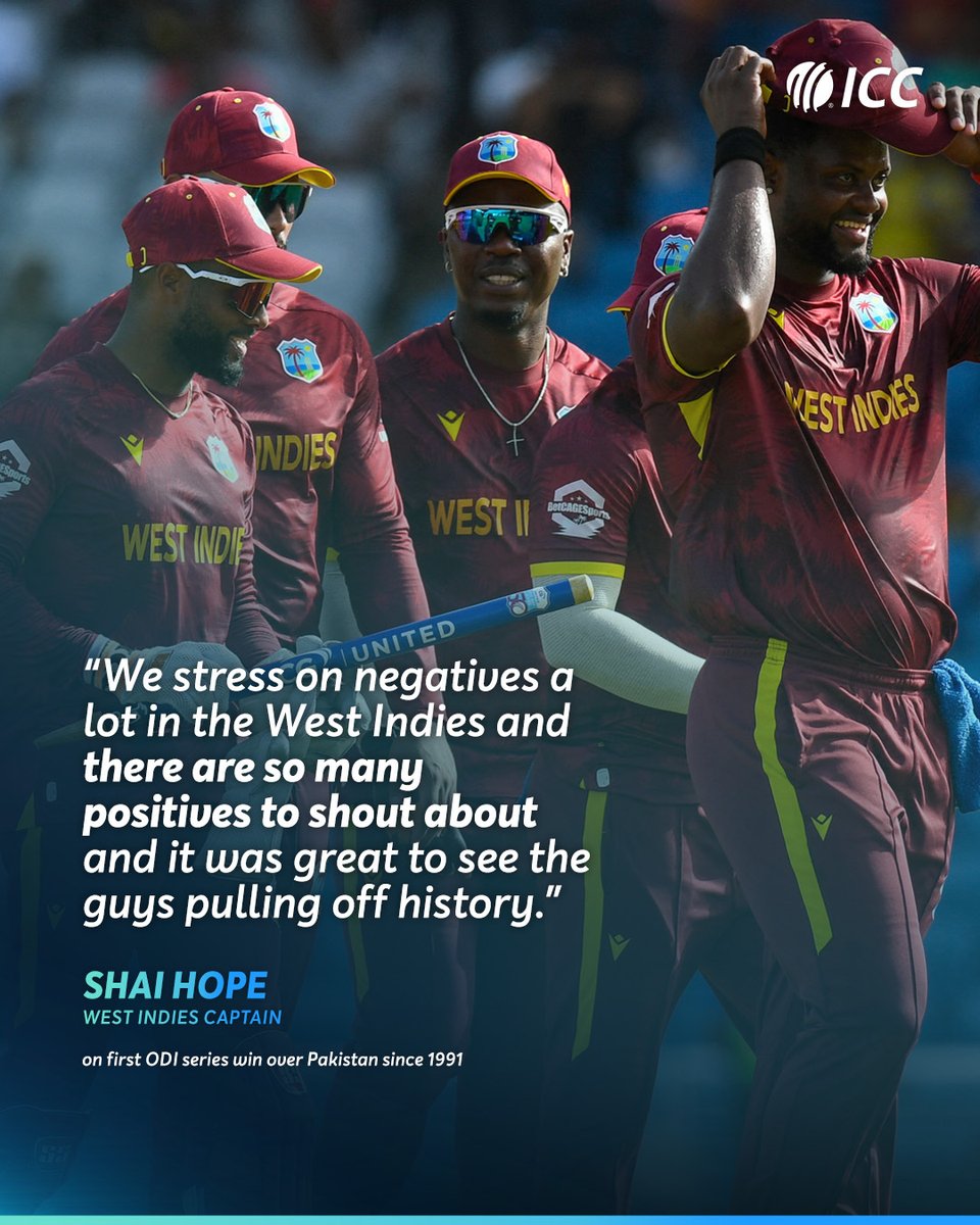 ICC's tweet image. Shai Hope wants to zone in on the good after West Indies' drought-breaking ODI series win against Pakistan 👌

More from #WIvPAK 👉 icc-cricket.com/news/west-indi…