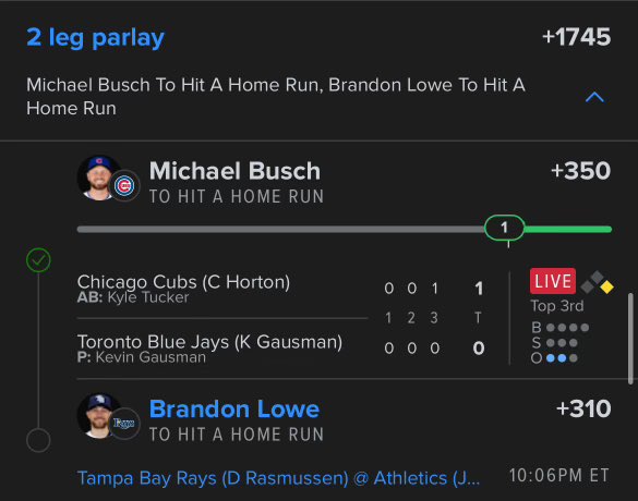 Bigbetsbrand123's tweet image. BANG✅✅✅

If Lowe goes yard I got $100 for 1 random like/rt❤️

I’m telling you guys, I only do 2-3 HR parlays a day! 

Quality &amp;gt; Quantity