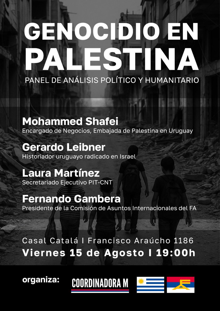 chdeFrente's tweet photo. 🇵🇸Hablemos de Palestina: Los y las esperamos en el panel de análisis político y humanitario organizado por la @coordinadoram11.

📆 Viernes 15/8
🕰️ 19 hs
📍 Casal Catalá (Francisco Araúcho 1186).

Nos acompañarán Mohammed Shafei, Gerardo Leibner, Laura Martínez y Fernando Gambera https://t.co/TSwCwEpvNo