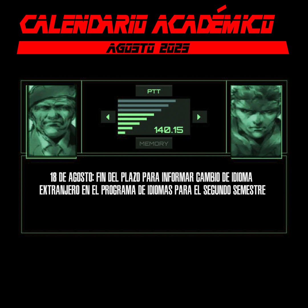 idvrv's tweet photo. [MISSION BRIEFING] 
Operación: Segundo Semestre
 Calendario de misiones:
Tu codec está cargado con todas las fechas clave: inicios de clases, evaluaciones, feriados y operaciones especiales.
Mantente alerta, agente… la misión requiere precisión y disciplina. https://t.co/de4QwerCls