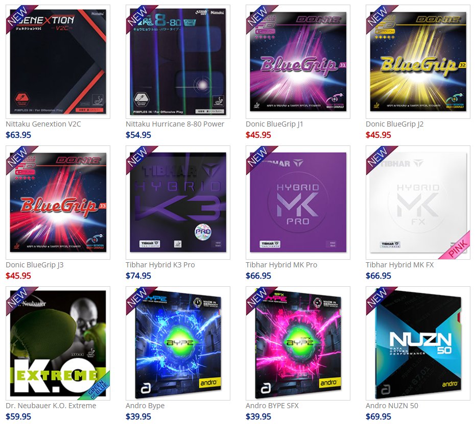 🔥 NEW arrivals include:
🟣 Tibhar Hybrid K3 Pro, MK Pro, MK FX
🔵 Donic BlueGrip J1, J2, J3
⚡ Nittaku Genextion V2C &amp; Hurricane 8-80 Power
🧨 Andro BYPE, BYPE SFX, NUZN 50
💣 Dr. Neubauer K.O. Extreme

💥 Grip harder. Spin faster. Win more.
👉 bit.ly/PP-New-Rubber