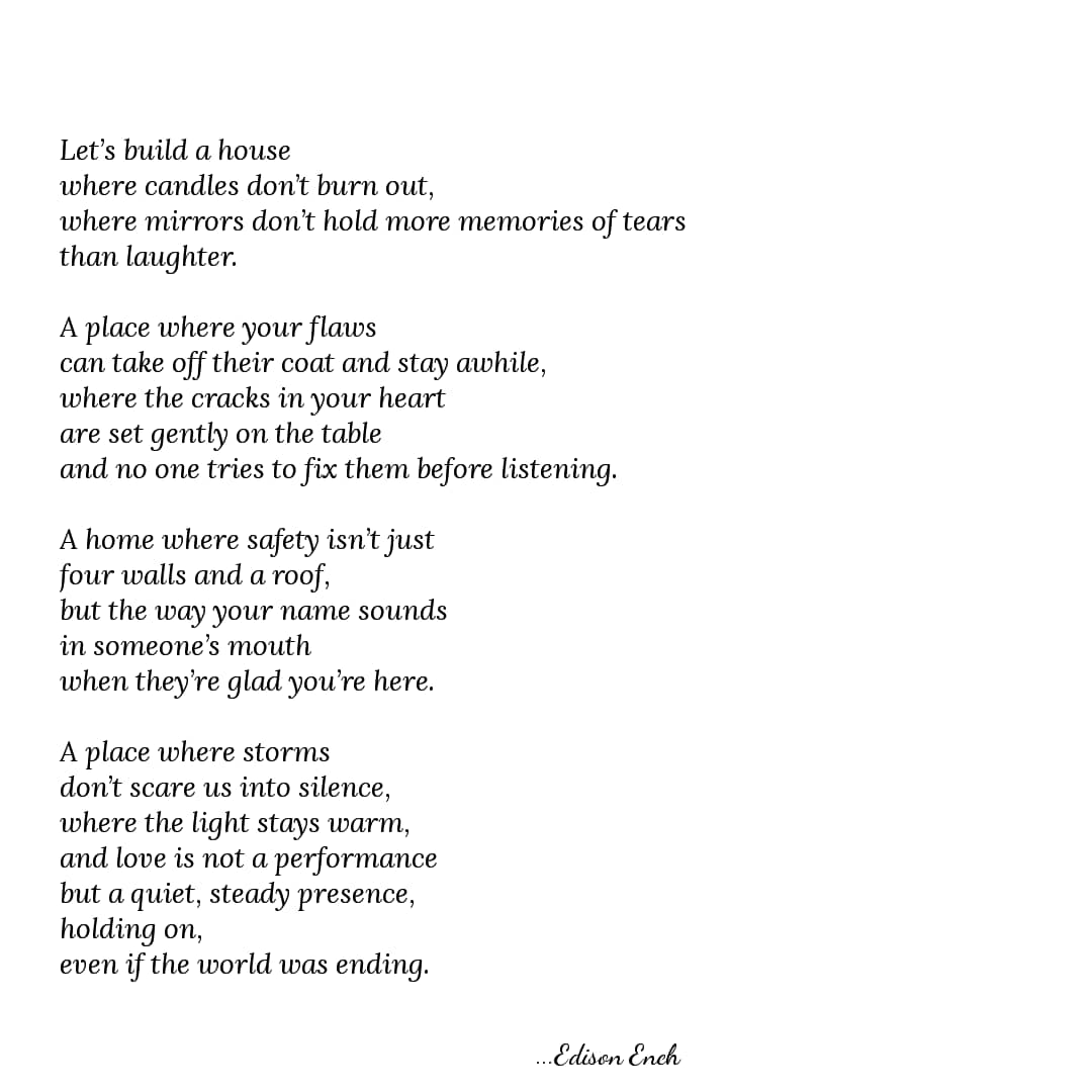 A home where the candles never burn out, and the heart never feels alone. ❤️ 

#Poetry #PoetryCommunity #WritersLife #AmWriting #WritingCommunity #LovePoetry #Inspiration #PoetsOfTwitter #QuoteOfTheDay #LifeQuotes #Wordsmith #PoetryCorner