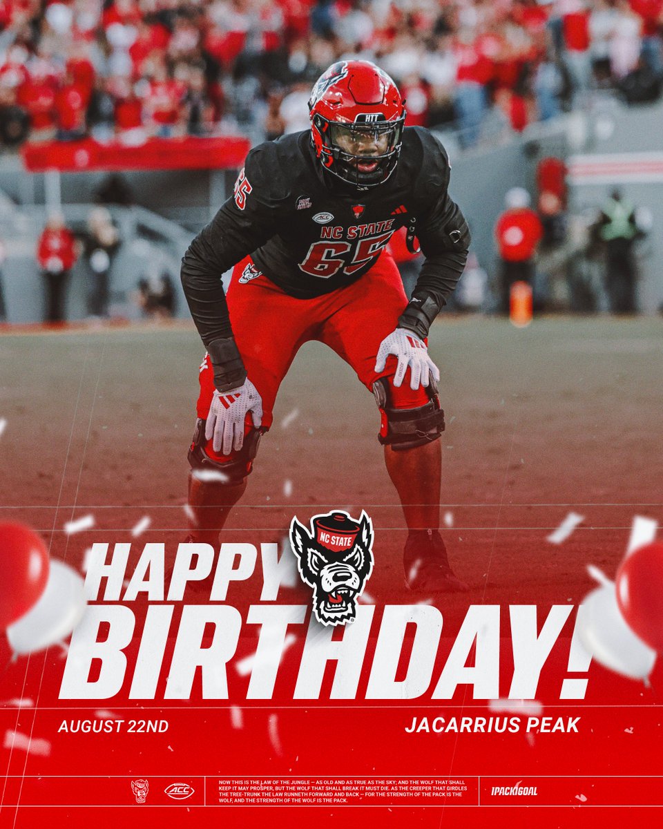 NC State Football (@packfootball) on Twitter photo Happy Birthday, <a href="/JacarriusP/">Jacarrius Peak</a> !!
#1Pack1Goal Happy Birthday, <a href="/JacarriusP/">Jacarrius Peak</a> !!
#1Pack1Goal