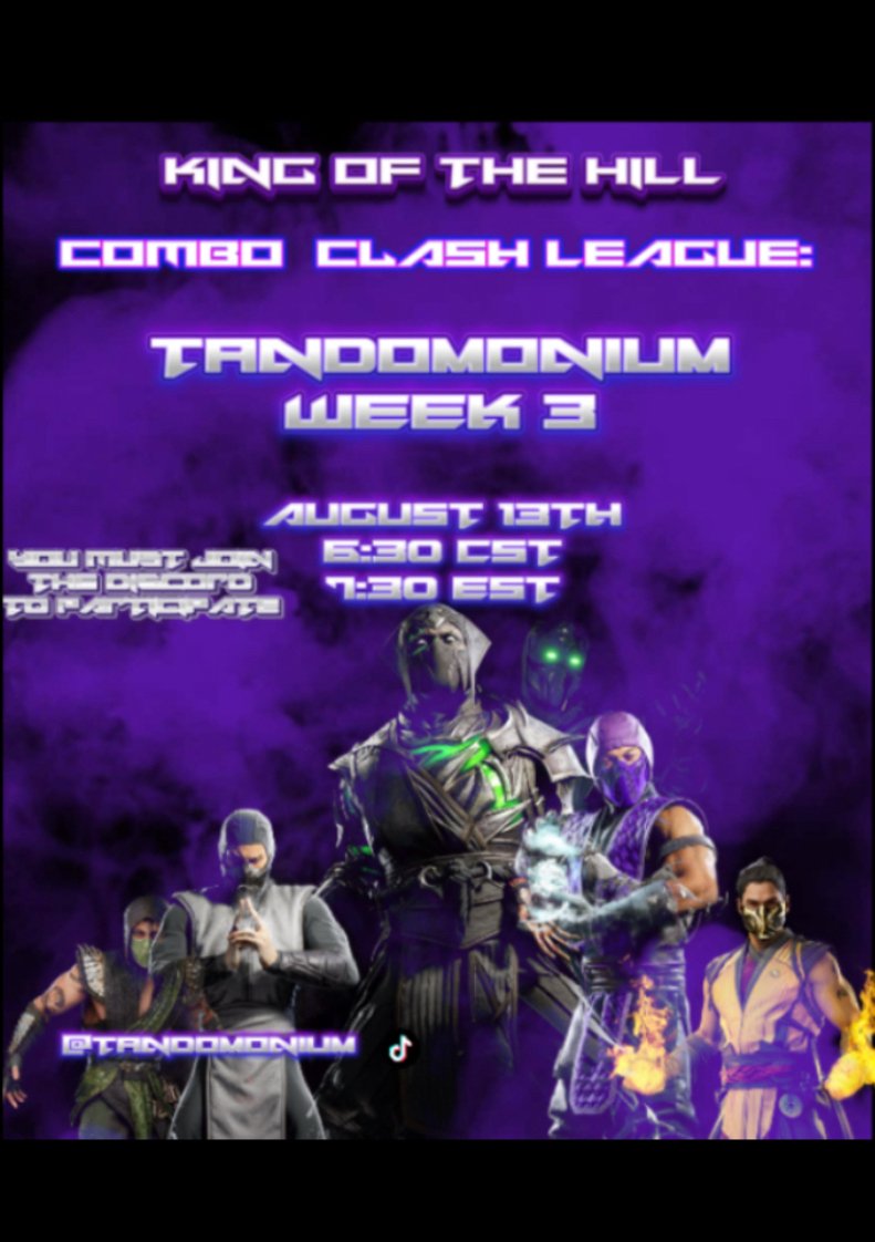CCL: Tandomonium Event Happening Right Now Live on Tiktok 
If you would like to participate, join the Discord and Link is in the Tournament Announcement Chat
tiktok.com/@tandomonium
discord.gg/BYv4HguE