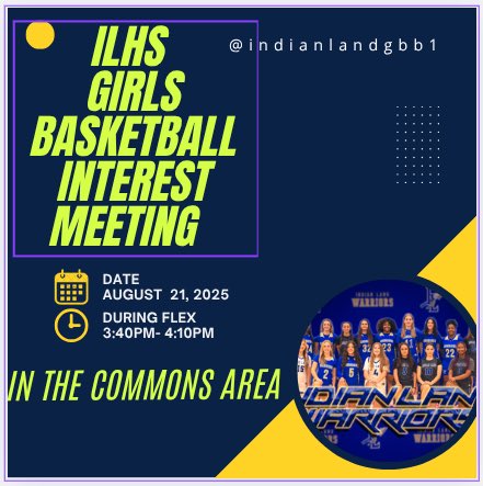 IL ATHLETES will be hosting an interesting meeting for all students interested in play girl basketball this year. The meeting will be on Thursday August 21. It will be in the commons area doing flex schedule. 3:40pm-4:10pm