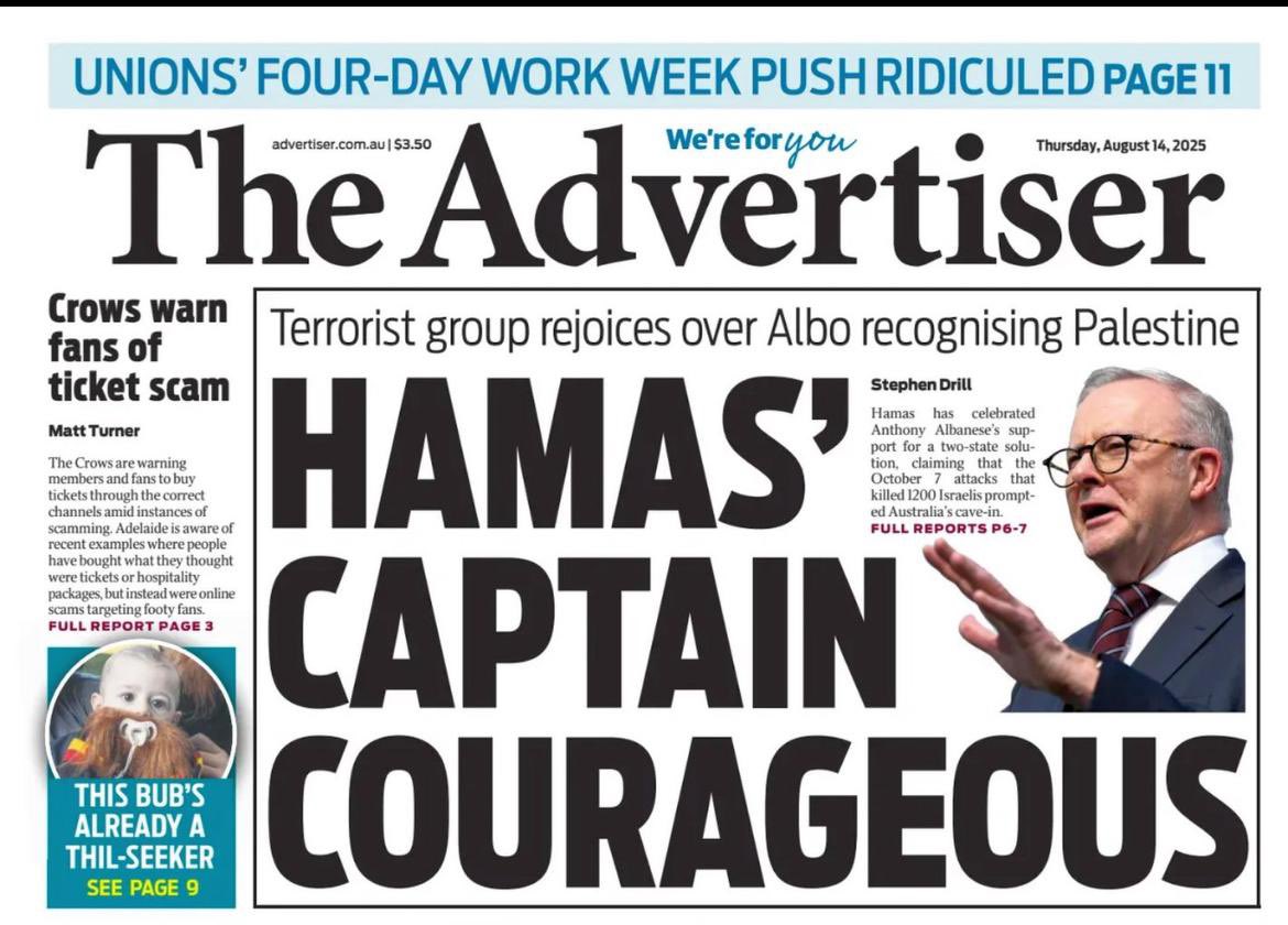 JoshFrydenberg's tweet photo. These are not headlines our Government can hide from, these are headlines they must answer for. 

How did Australia find itself being praised as ‘courageous’ by terrorists? 

The answer is a damning moral failure in the face of terrorism. https://t.co/rlCrMrbMaR