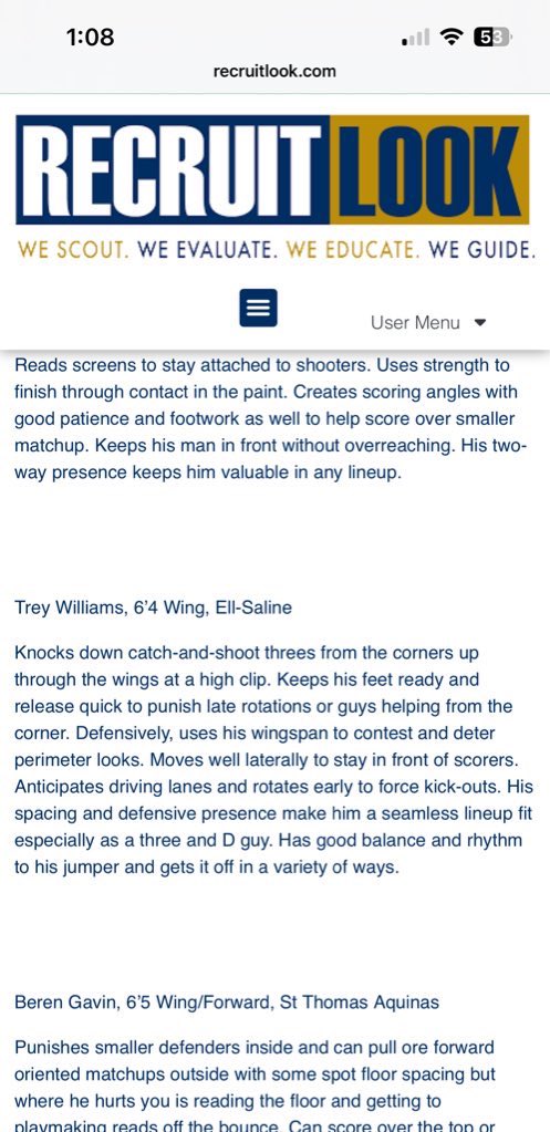 Trey Williams (@trey_williams08) on Twitter photo Honored to be recognized by <a href="/RL_HoopsKS/">RecruitLook Hoops Kansas</a> as a Top 20 available wing prospect in KS
Offense: Catch-and-shoot 3’s, quick release, high clip from deep
Defense: Length & lateral quickness to guard multiple spots
“His spacing and defensive presence make him a seamless lineup fit, Honored to be recognized by <a href="/RL_HoopsKS/">RecruitLook Hoops Kansas</a> as a Top 20 available wing prospect in KS
Offense: Catch-and-shoot 3’s, quick release, high clip from deep
Defense: Length & lateral quickness to guard multiple spots
“His spacing and defensive presence make him a seamless lineup fit,