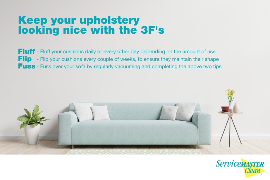 SMWesterly's tweet photo. To keep your upholstery looking its best, consider the Three F's -- Fluff, Flip &amp; Fuss! A simple step to keep them looking refreshed.  #cleaningtip #sofa https://t.co/siCyCu6NTy