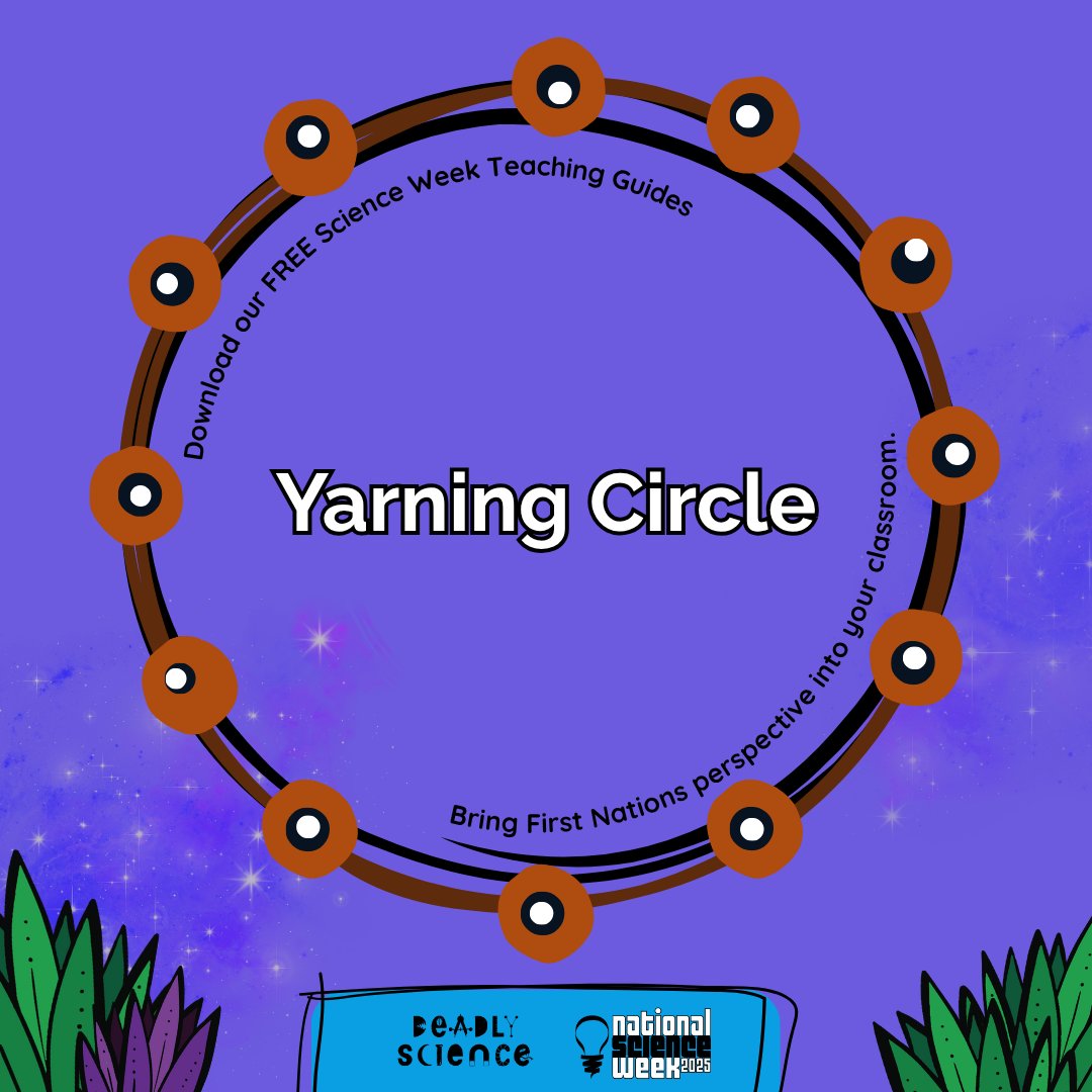 DeadlyScience's tweet image. HAVE A YARN THIS #ScienceWeek!
Yarning circles create safe, respectful spaces to share ideas—rooted in thousands of years of First Nations teaching. Bring one to your classroom!
📥 Free Teaching Guides available to download: deadlyscience.org.au/teacher-resour…
#YarningCircle #DeadlyScience