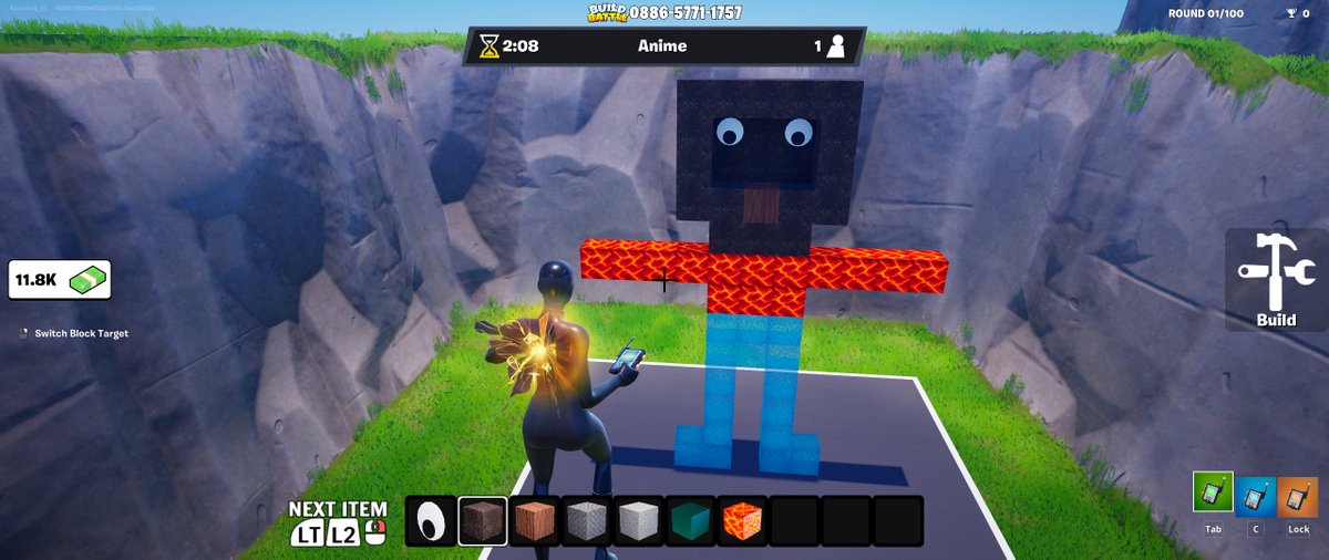Do you miss playing <a href="/Minecraft/">Minecraft</a> build battles?

Play it in <a href="/Fortnite/">Fortnite</a> instead !

Code: 0886-5771-1757

Check out this little guy.
