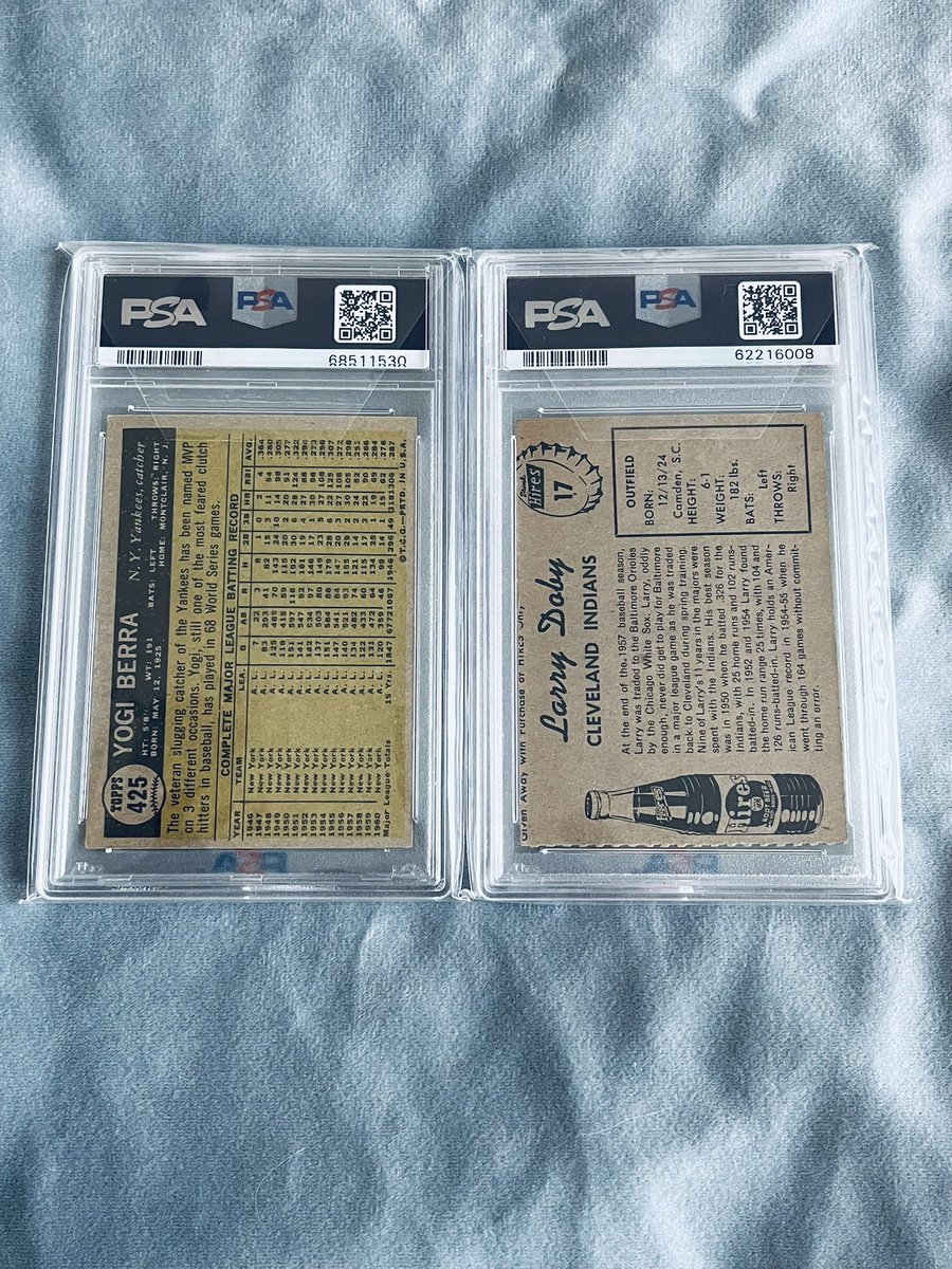 TheGreatAbbata's tweet photo. @CardsStory 1961 Topps Yogi PSA 7 - $225 shipped 
1958 Hires Root Beer Larry Doby PSA 4- $295 shipped https://t.co/02iJwaw8cc