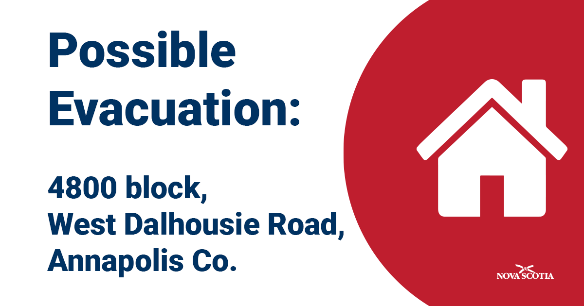 HfxMda's tweet photo. **** Via DNR

Possible evacuation: 

Residents of 4800 Block of West Dalhousie Road near Godfrey Lake, Annapolis County should be prepared to evacuate due to wildfire near Hoyt Lake. https://t.co/80UfBzCJg6