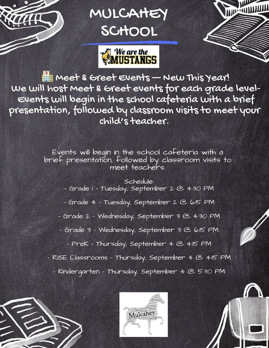 Mulcahey Meet and Greet nights are right around the corner.  Save the date so you can connect with our school staff, meet your teacher, make new friends and explore your school.  <a href="/Taunton_Schools/">Taunton Public Schools</a>  <a href="/MulcaheyPto/">Mulcahey PTO</a>