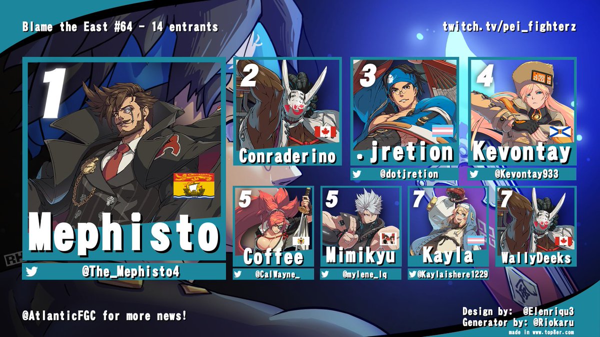 Online results from Monday night!
Blame the East #64!
Lot's of folks came out for games this time! Coming off of Island Siege, the local heroes stepped up and put on a great show full of hype sets!
RSC coming up this weekend... but <a href="/kingsofhali/">Kings of Hali</a> 8 is on the APPROACH!
GGs all!