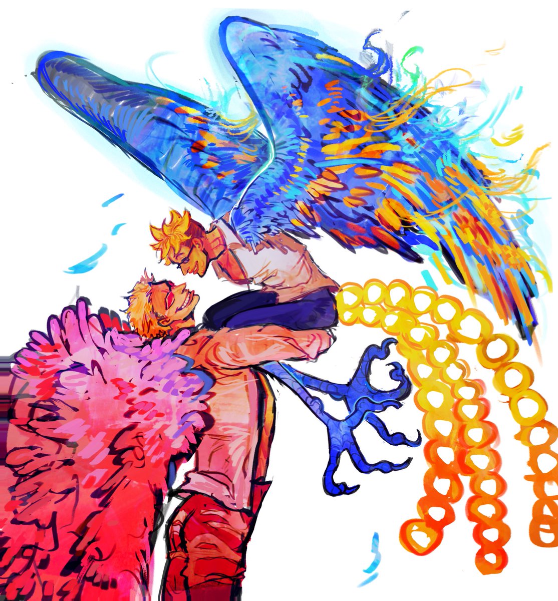 pucca1878's tweet photo. Don’t mind these two birds #marco #doflamingo #onepiece https://t.co/e0MRUsFP17