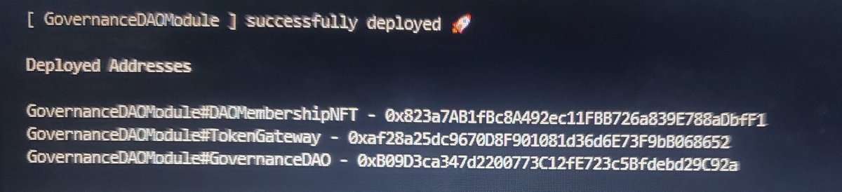 From 💭 zero clue… to 🔥 3 powerhouse contracts deployed in under 12 hours!
Constructor injection ✅
Interdependent logic ✅
 Full-on role-based DAO wizardry 🪄💻
Growth noticed. Skills leveling up. 🚀
Shoutout to <a href="/Web3Bridge/">Web3bridge™ Africa</a> and <a href="/LiskHQ/">Lisk</a>
— watch out
#Solidity #Web3 #Ethereum