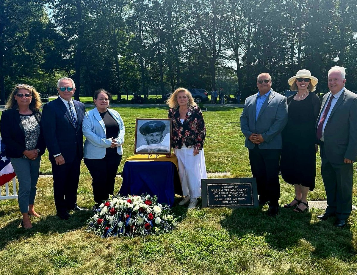 Honored to take part in the procession and memorial for WWII USAAF 1st Lt. William T. Cleary at Calverton National Cemetery, 81 years after he gave his life at 21. Welcome home! Your sacrifice will never be forgotten.  #SuffolkCountyVeterans #HonorOurHeroes #NeverForget