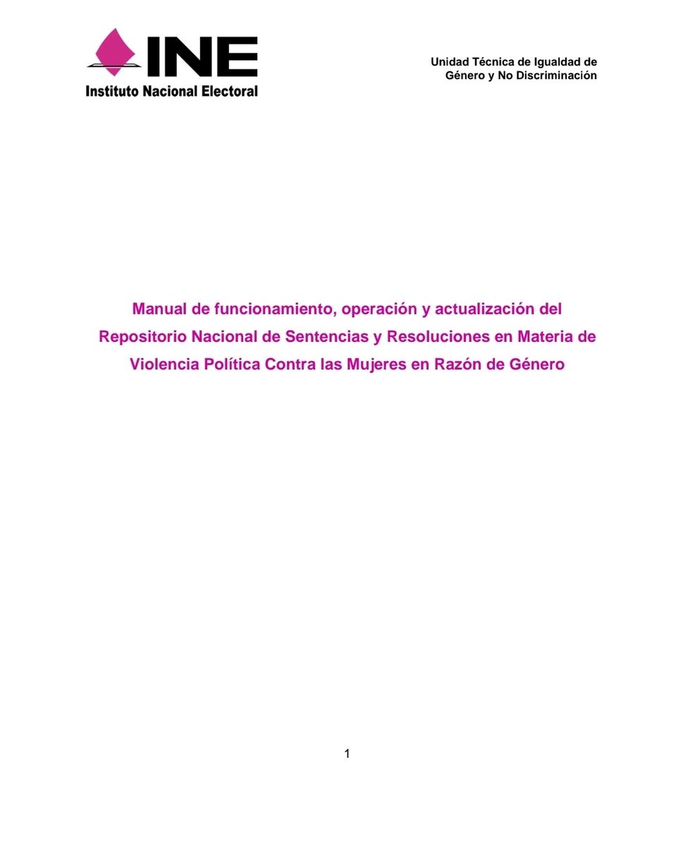 En la pasada Comisión de Igualdad de Género y No Discriminación del <a href="/INEMexico/">@INEMexico</a>, se presentó el "Manual de funcionamiento, operación y actualización del Repositorio Nacional de Sentencias y Resoluciones en Materia de Violencia Política Contra las Mujeres en Razón de Género". 💻📊