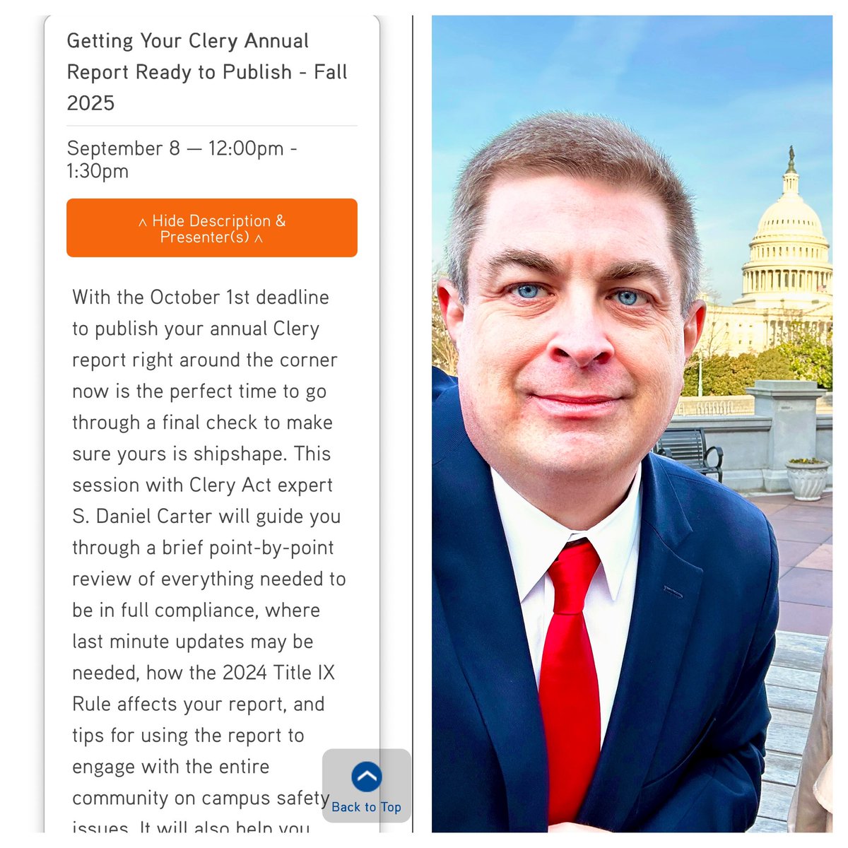 🚨 Calling all <a href="/SUNYSCI/">The Student Conduct Institute</a> members! 🚨 Don’t miss our exclusive webinar, “Getting Your Clery Annual Report Ready to Publish - Fall 2025,” on September 8, 2025, led by Clery Act expert <a href="/sdccampussafety/">S. Daniel Carter</a>. 📋✨  📅 Date: September 8, 2025  
🔗 Register today: system.suny.edu/sci/training/