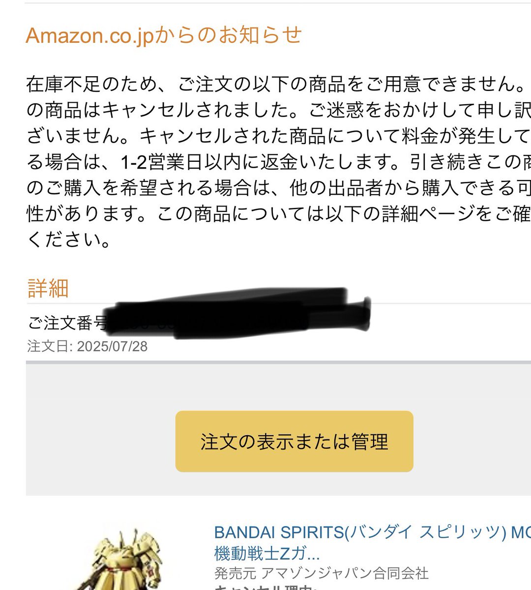 MGジオ、konozama！このザマ！ 気持ち的にはキャンセル料払ってほしい