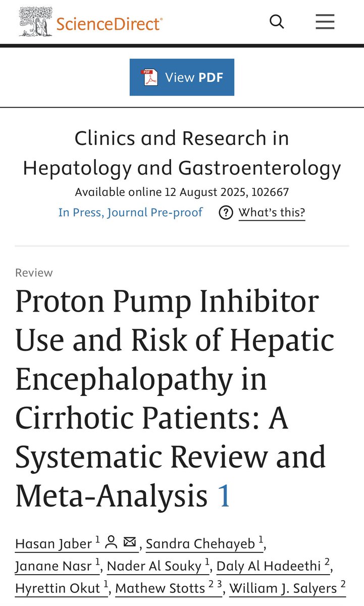 HasanAJaber's tweet photo. 🚨 New Publication Alert!
Proton Pump Inhibitor Use and Risk of Hepatic Encephalopathy in Cirrhosis
📚 Systematic Review &amp; Meta-Analysis

🔗https://t.co/i4RD8LGct1…

#Hepatology #Cirrhosis #PPI #LiverDisease #MedTwitter #Gastroenterology https://t.co/03NdkHUpPv