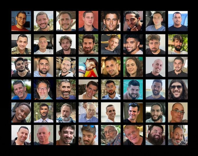 All 50 hostages are still being held by Hamas.

They are starving.
They are being tortured.
They are being abused.
They are alone.
They are in pain.

Never stop talking about and praying for the hostages.