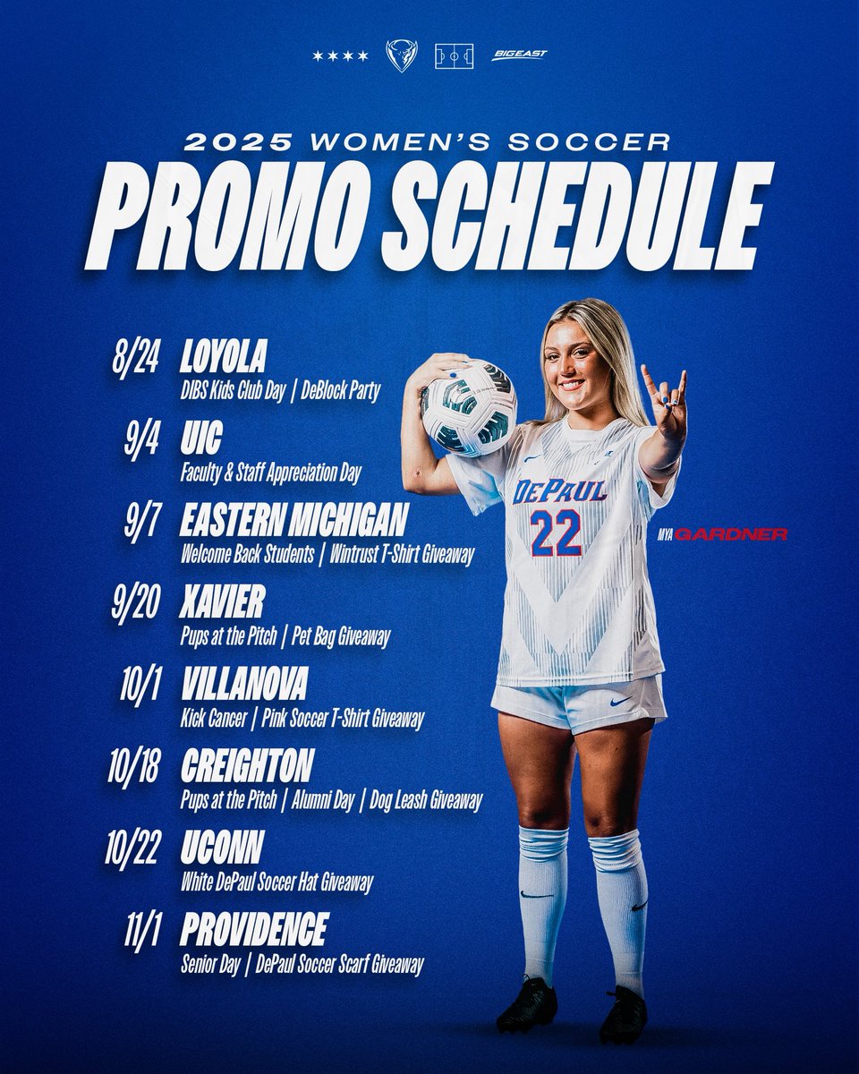 DePaulWSOC's tweet photo. Circle the dates 📅

We can't wait to see you at Wish Field this season‼️

🔗 https://t.co/MWPrFtkjtT

#BlueGrit🔵😈 https://t.co/E9G0seaFAh