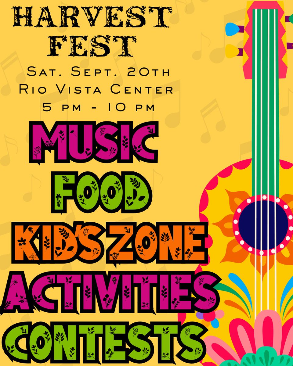 Mark your calendars... our Harvest Festival is happening on September 20th at Rio Vista Community Center!🌻A fun, FREE event for the whole family, food, entertainment &amp; more! Stay tuned for more details coming soon! 🙌