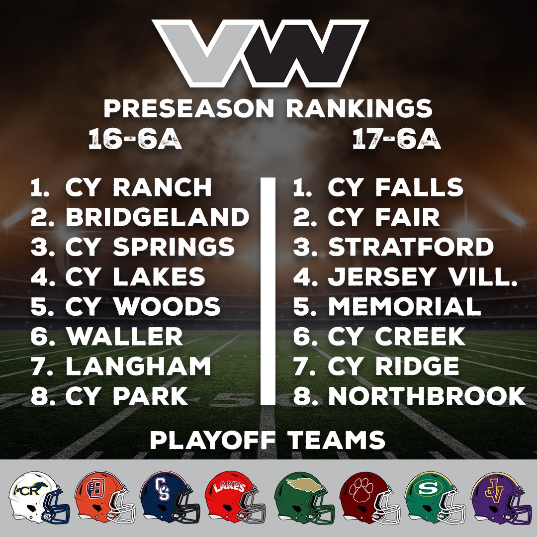 Time to prove us wrong!

Presenting the 2025 Varsity Wires preseason rankings, our opinion on how things will shake out in the 16-6A and 17-6A landscape this football season.

Give us your thoughts, agreements, and disagreements below ⬇️ 🏈