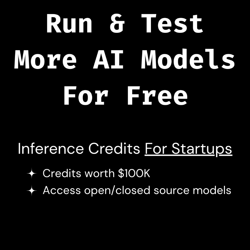 Bytez's tweet photo. GPU costs holding back your killer idea?
Apply for free inference for your startup. (credits worth $100K)

 - Credits apply to open/closed source models (Anthropic, etc)
 - Use thousands of models with a single API

Don’t just dream it. Build it.
👇