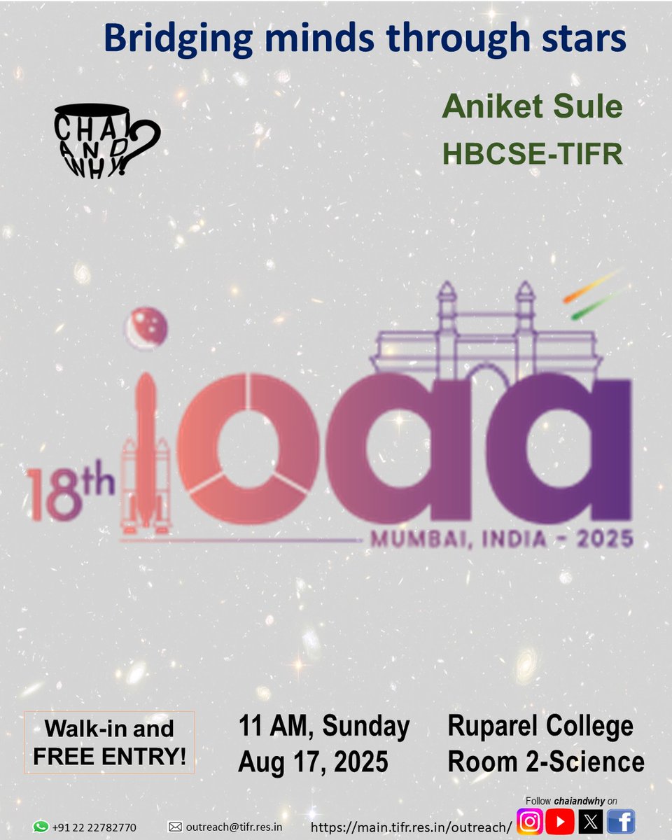 International Olympiad on Astronomy and Astrophysics is currently ON in Mumbai. 
Prof Aniket Sule will tell us about what exactly is and what happens at an Olympiad? Who participates and Indian Involvement in Olympiad so far.
#IOAA2025 #scicomm #astronomy