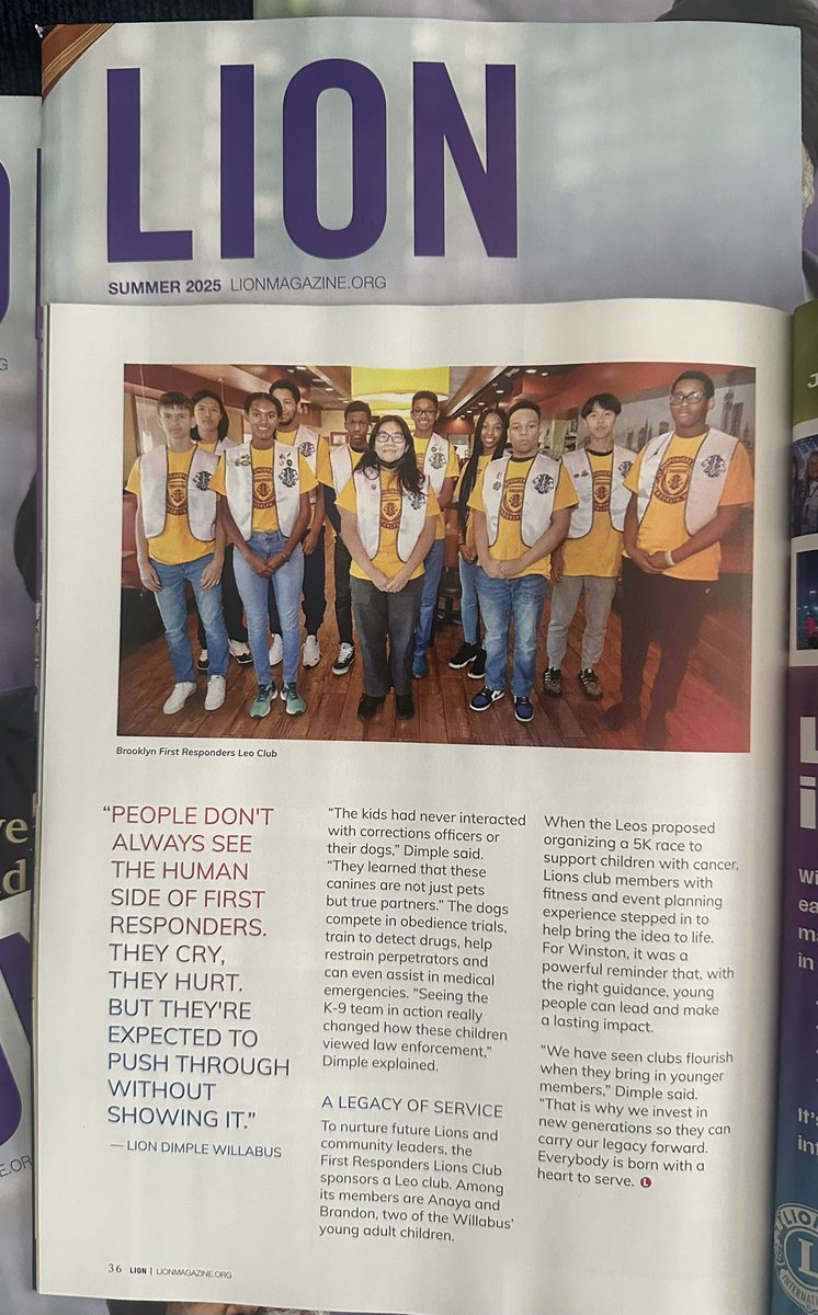 DimpleWillabus's tweet image. We are very grateful for the opportunity to be featured in the LION Magazine - Summer 2025 Edition. 

Link to the online edition: 
lionmagazine.org/wp-content/upl…

#firstresponders 
#LionsClub #LionsClubInternational