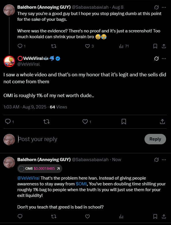 Sabawsabawlah's tweet photo. @VeVeViral Stop it brother. Don't let that "roughly 1% of your bag" consume you. 

Follow this guy's advice if you want to lose money 💀 https://t.co/GzAaCIGbgm
