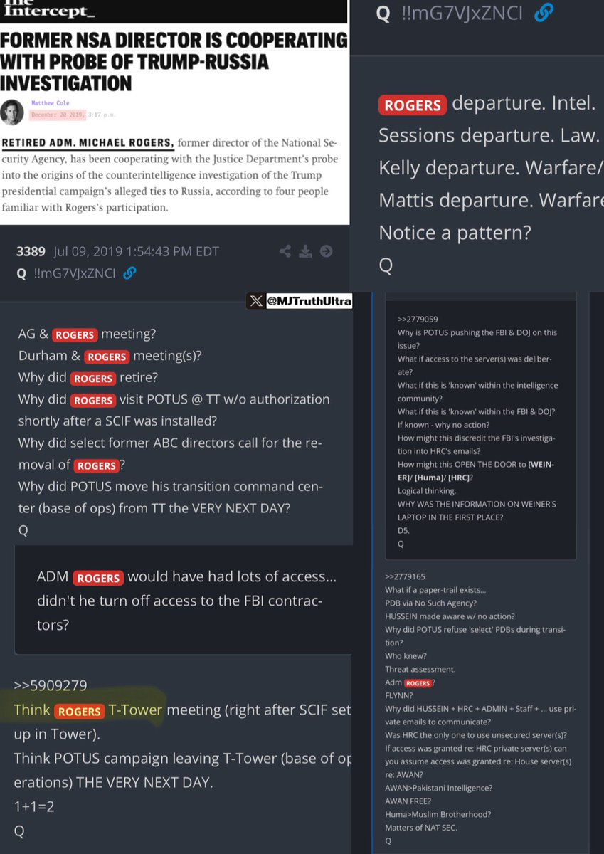 MJTruthUltra's tweet image. This is pretty freaking amazing anons…

DNI Gabbard just released classified Docs detailing ADM Mike Rogers of NSA fighting back against the intelligence Scheme to frame Donald Trump

If you don’t know about Admiral Mike Rogers… you better ask somebody. Or allow me to BLOW YOUR